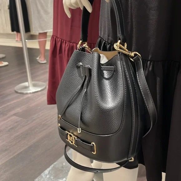 MICHAEL KORS 
Reed Medium Pebbled Leather Bucket Bag Satchel Crossbody Handbag - Picture 5 of 16